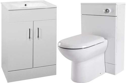 Premier Eden 600mm Vanity Unit Suite With BTW Unit, Pan & Seat (White).