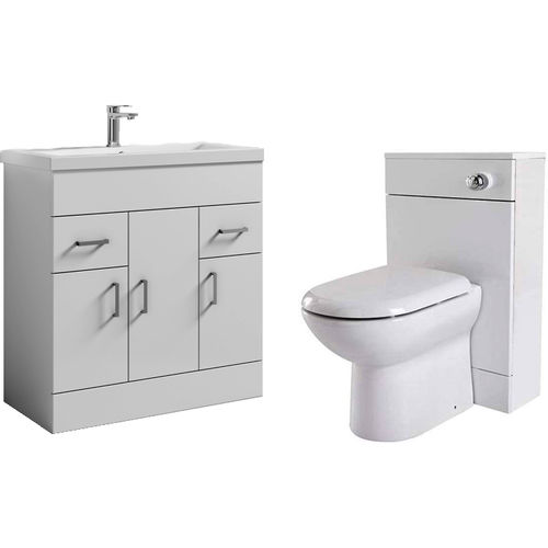 Premier Eden 800mm Vanity Unit Suite With BTW Unit, Pan & Seat (White).