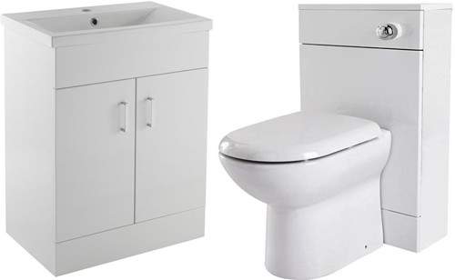 Premier Eden 600mm Vanity Unit Suite With BTW Unit, Pan & Seat (White).