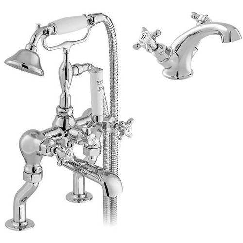 Vado Axbridge Basin & Bath Shower Mixer Tap Pack With Crosshead Handles (Chrome).