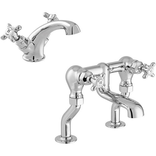 Vado Axbridge Basin & Bath Filler Tap Pack With Crosshead Handles (Chrome).