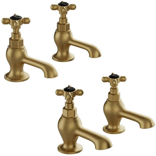 Vado Axbridge Basin & Bath Tap Pack With Crosshead Handles (Brushed Brass).