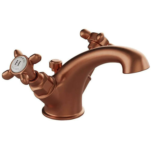 Vado Axbridge Mono Basin Mixer Tap With Pop Up Waste & Crosshead Handles (Brushed Bronze).