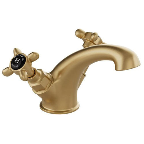 Vado Axbridge Mono Basin Mixer Tap With Crosshead Handles (Bushed Brass).