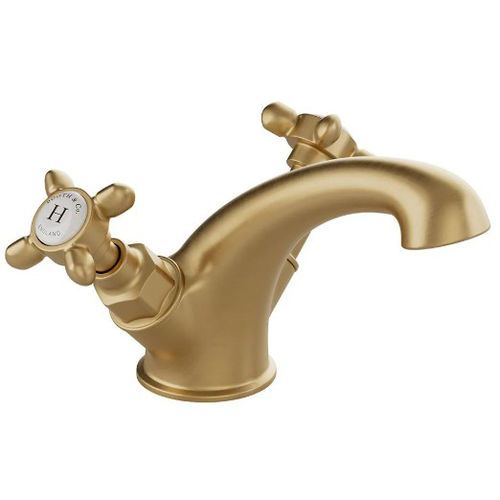 Vado Axbridge Mono Basin Mixer Tap With Crosshead Handles (Bushed Brass).