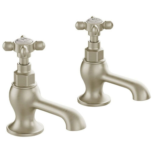 Vado Axbridge Basin Taps With Crosshead Handles (Brushed Nickel, Pair).