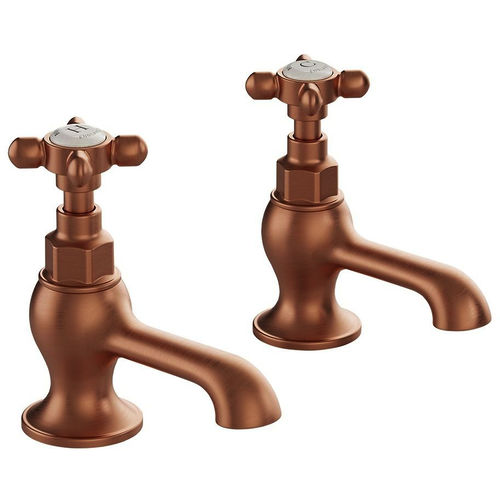 Vado Axbridge Basin Taps With Crosshead Handles (Brushed Bronze, Pair).