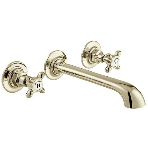 Vado Axbridge Wall-Mounted Basin Mixer Tap With Crosshead Handles (Bright Nickel, 3TH).