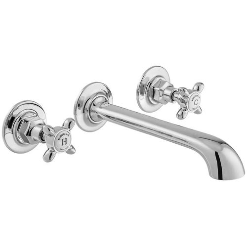 Vado Axbridge Wall-Mounted Basin Mixer Tap With Crosshead Handles (Chrome, 3TH).