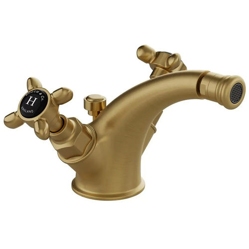 Vado Axbridge Mono Bidet Mixer Tap With Pop Up Waste & Crosshead Handles (Brushed Brass).