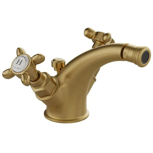 Vado Axbridge Mono Bidet Mixer Tap With Pop Up Waste & Crosshead Handles (Brushed Brass).
