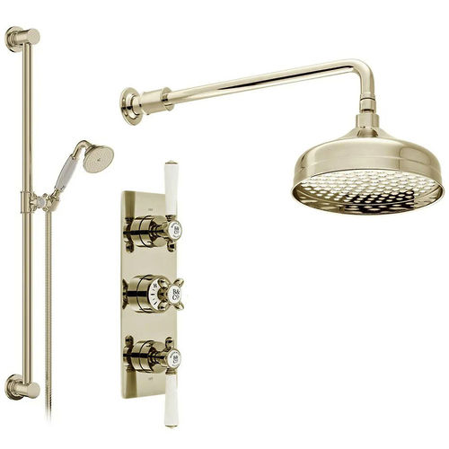 Vado Axbridge Thermostatic Shower Valve With Slide Rail Kit & Fixed Head (Bright Nickel).