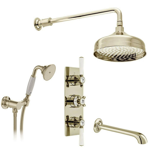 Vado Axbridge Thermostatic Shower Valve With Mini Kit, Head & Bath Spout (Bright Nickel).