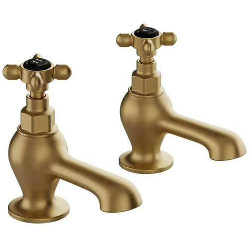Vado Axbridge Bath Taps With Crosshead Handles (Brushed Brass, Pair).