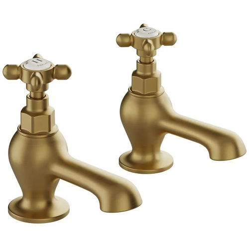 Vado Axbridge Bath Taps With Crosshead Handles (Brushed Brass, Pair).