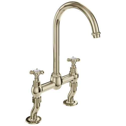 Vado Axbridge Bridge Kitchen Mixer Tap With Crosshead Handles (Bright Nickel).