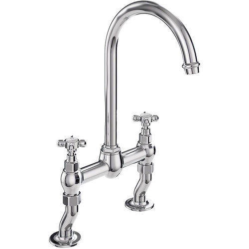 Vado Axbridge Bridge Kitchen Mixer Tap With Crosshead Handles (Chrome).
