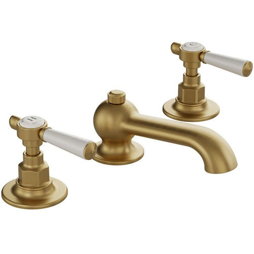 Vado Axbridge 3TH Basin Mixer Tap With Pop Up Waste & Lever Handles (Brushed Brass).