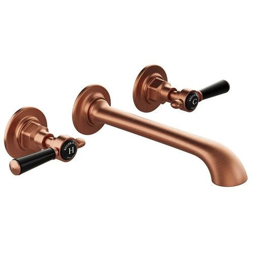 Vado Axbridge Wall-Mounted Basin Mixer Tap With Lever Handles (Brushed Bronze, 3TH).