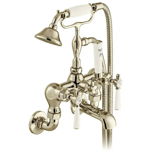 Vado Axbridge Wall-Mounted Bath Shower Mixer Tap With Lever Handles (Bright Nickel).