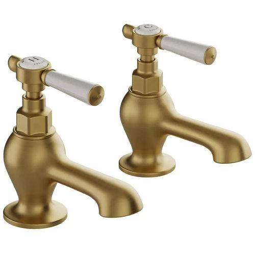 Vado Axbridge Bath Taps With Lever Handles (Brushed Brass, Pair).