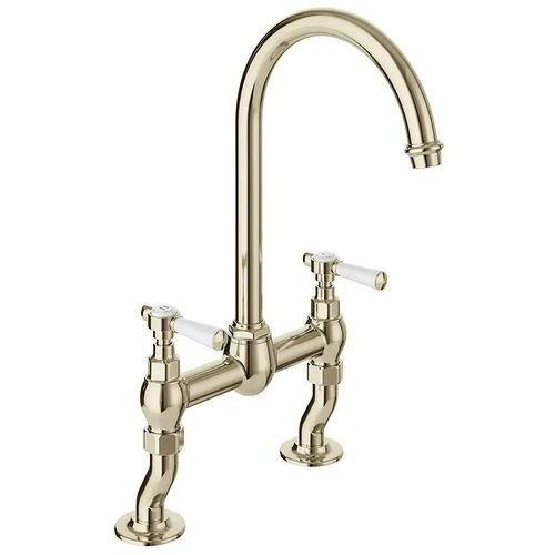 Vado Axbridge Bridge Kitchen Mixer Tap With Lever Handles (Bright Nickel).