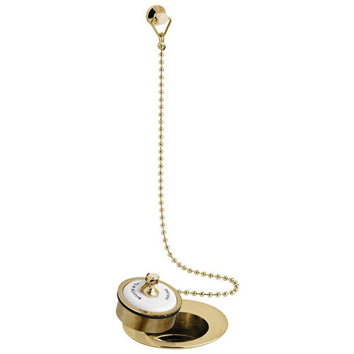 Vado Axbridge Basin Waste With Ceramic Plug & Chain (Brushed Brass & White).