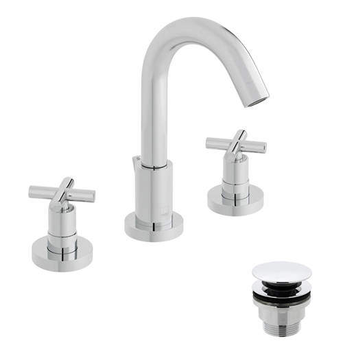 Vado Elements 3 Hole Basin Mixer Tap With Pop Up Waste (Chrome).