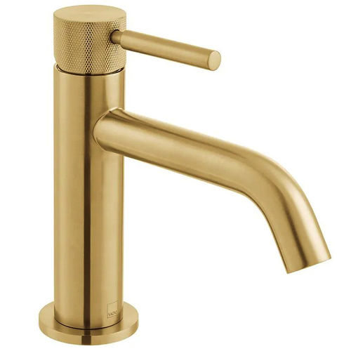 Vado Origins Slimline Mono Basin Mixer Tap With Knurled Accents (Brushed Gold).