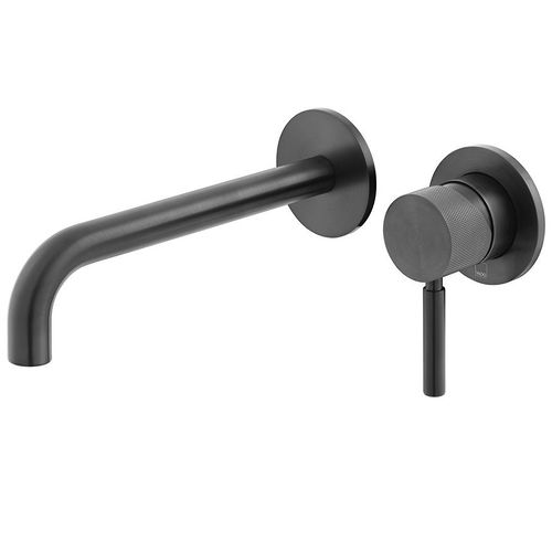 Vado Origins Wall-Mounted Basin Mixer Tap With Knurled Accents (Brushed Black).