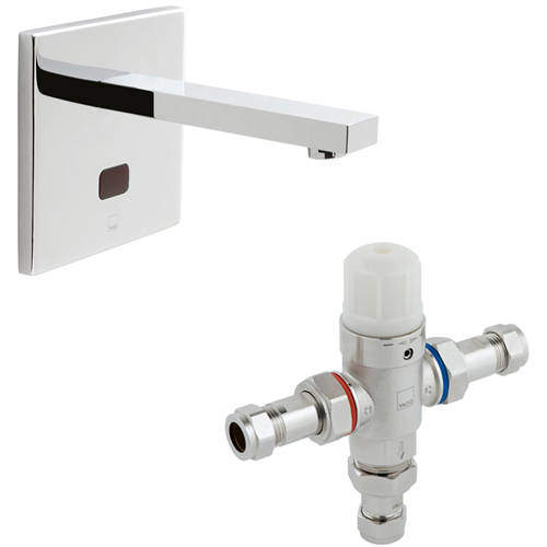 Vado I-Tech Infra-Red Wall Mounted Basin Tap & In-Line Thermostatic Valve.