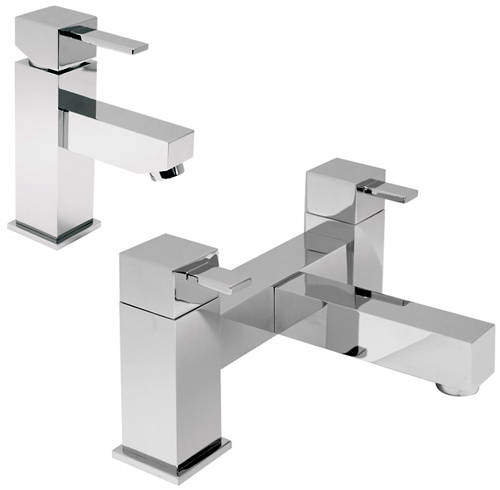 Vado T'e Bath Filler & Basin Mixer Taps Pack (Chrome).