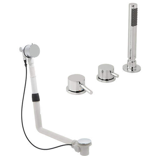 Vado Zoo 3 Hole Bath Shower Mixer Tap With Kit & Bath Filler Waste (Chrome).