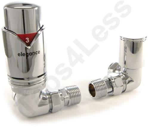 Crown Radiator Valves Thermostatic Corner Radiator Valves (Chrome).