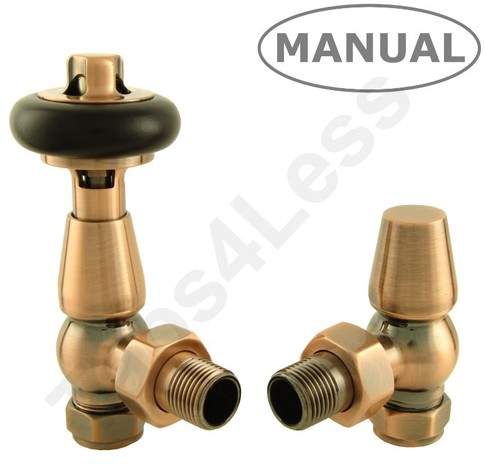 Crown Radiator Valves Eton Thermostatic Angled Radiator Valves (A Copper).