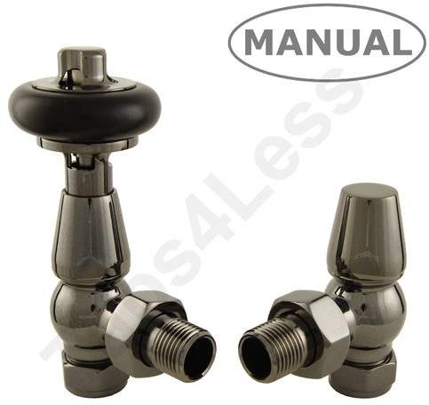 Crown Radiator Valves Eton Thermostatic Angled Radiator Valves (Black Nickel).