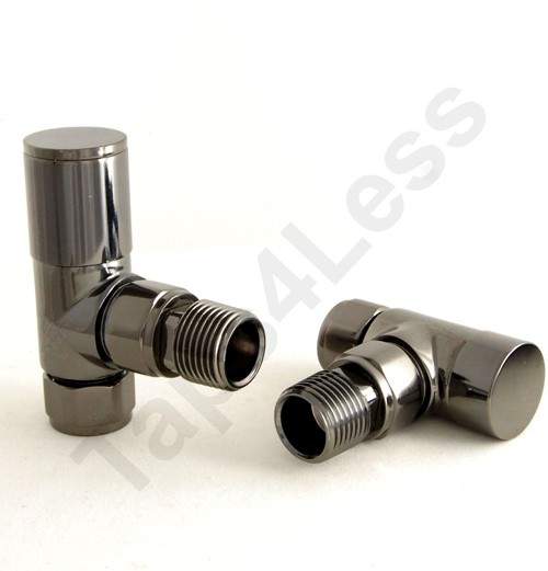 Crown Radiator Valves Milan Angled Radiator Valves (Black Nickel).