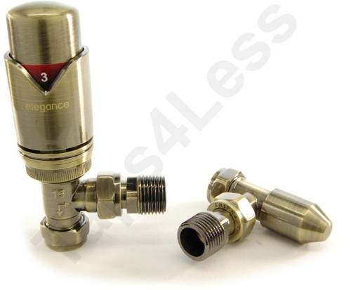 Crown Radiator Valves Thermostatic Angled Radiator Valves (A Brass).