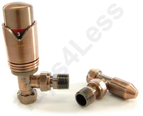 Crown Radiator Valves Thermostatic Angled Radiator Valves (A Copper).