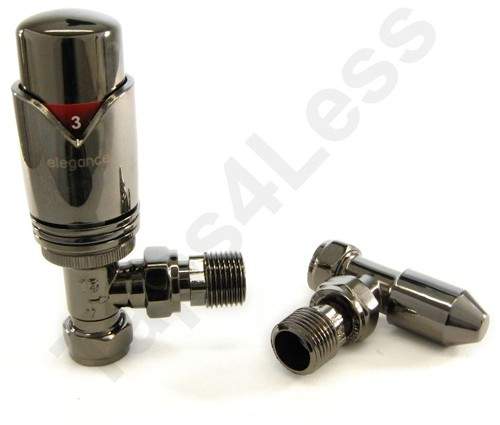 Crown Radiator Valves Thermostatic Angled Radiator Valves (B Nickel).