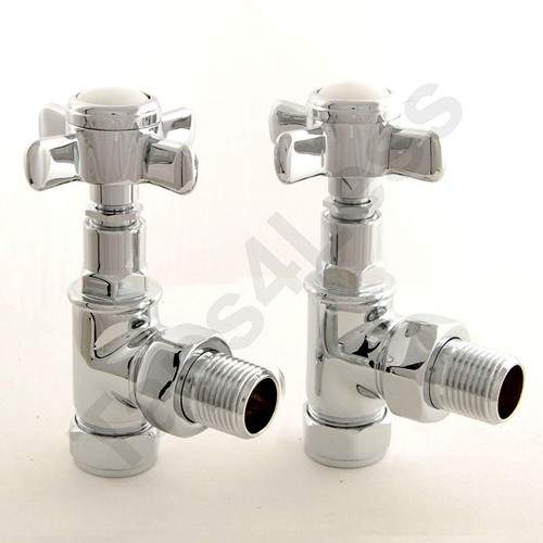 Crown Radiator Valves Westminster Angled Radiator Valves (Chrome).