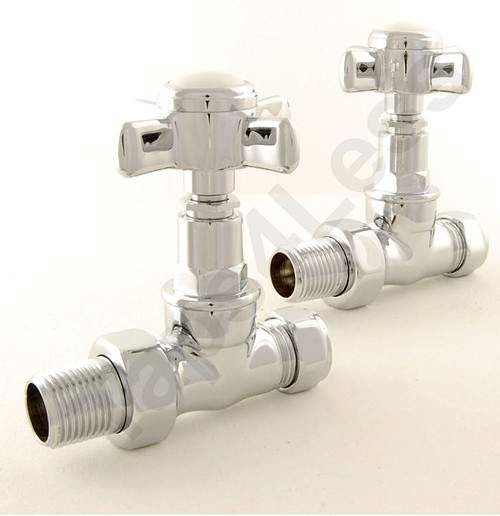 Crown Radiator Valves Westminster Straight Radiator Valves (Chrome).