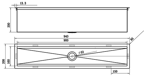 Additional image for Accessory Trough Channel Sink (900x160mm, Gold Brass).