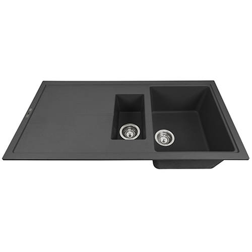 Additional image for Bladeduo 150i Inset 1.5 Bowl Kitchen Sink (1000x500, Metallic Black).