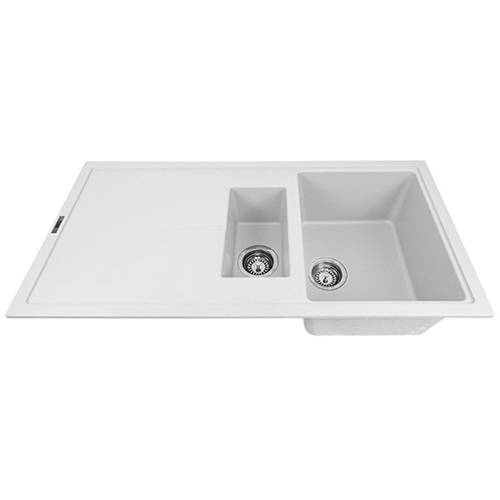 Additional image for Bladeduo 150i Inset 1.5 Bowl Kitchen Sink (1000x500, Polar White).