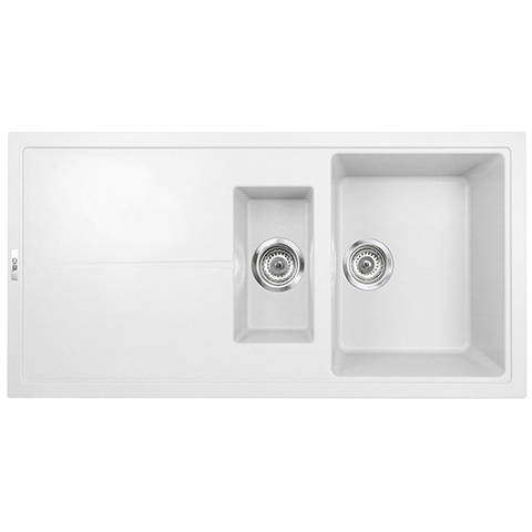 Additional image for Bladeduo 150i Inset 1.5 Bowl Kitchen Sink (1000x500, Polar White).