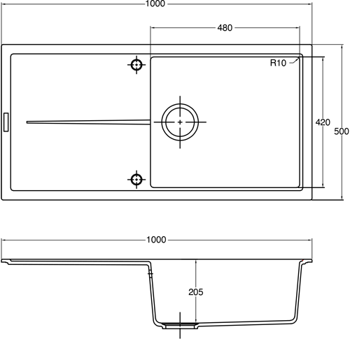 Additional image for Bladeuno 100i Inset 1.0 Bowl Kitchen Sink (1000x500, Metallic Grey).