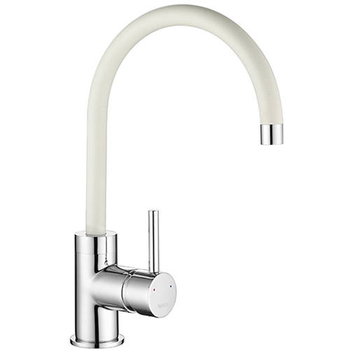Additional image for Purquartz Courbe Duo Kitchen Tap (Chrome & White).