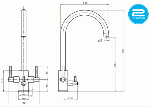 Additional image for Curvato Trio 3 In 1 Filtered Kitchen Tap (Brushed Steel).