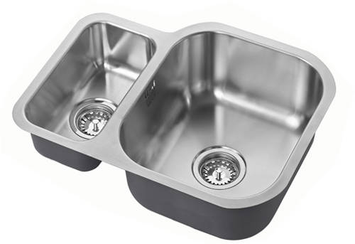 Additional image for Undermounted Two Bowl Kitchen Sink With Kit (Satin, 590x451mm).